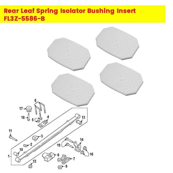 4 stk. bageste bladfjederisolatorbøsningsindsats FL3Z-5586-B til isolatorbøsningsindsatser FL345586AA LHD