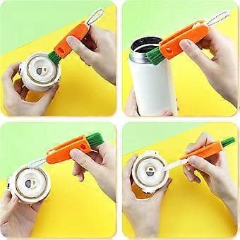 3 st 3-i-1 Detaljborste Multifunktionell Mini Rengöringsborste Mugg Lock