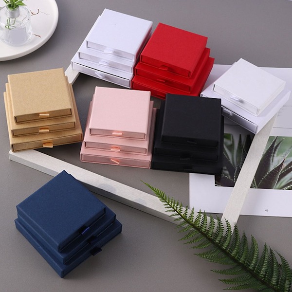 Smyckesförpackning Lådtyp Halsband Smyckeskrin Presentförpackning Mörkblå 8CM