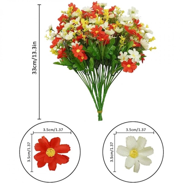 Konstgjord konstgjord blomma inomhus hem vardagsrum fest bröllop dekoration ornament - vit och röd