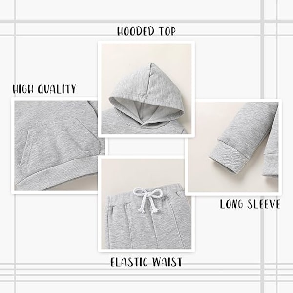 Babykläder för Flickor Pojke Enfärgad Hoodie och Mjukisbyxor Höst Vinter Outfit Småbarn Träningsdräkt - För längd 90cm For height 160cm