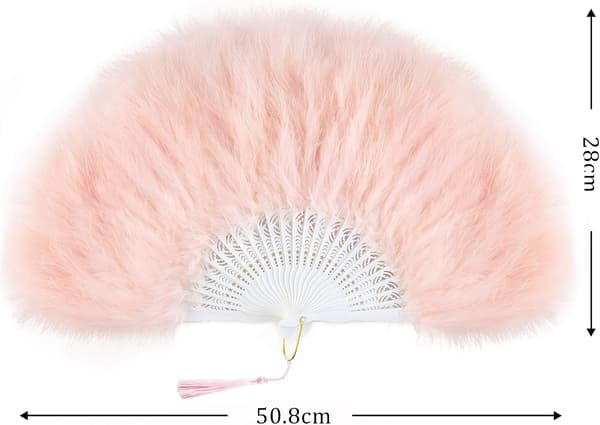 Fjerfane Håndfane til Kvinder Fjerfoldbar Fane Fjer Fl