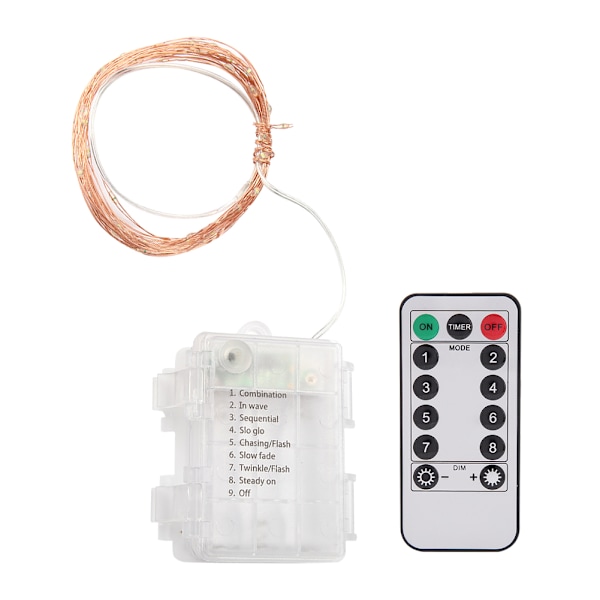 10M 100 LED-slingor Koppartrådslingor 8