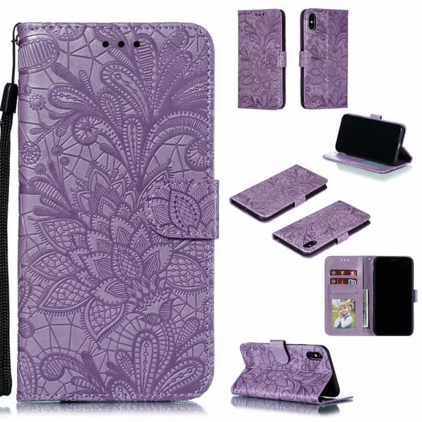 Præget Flipcover med Blondemønster til Samsung Note20 purple