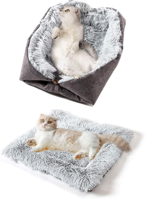 Kattbädd Kudde Kudde Bekväm Lugnande Säng för Hund Katt Vinter