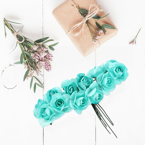 144 st miniatyrpappersblommor handgjorda DIY konstgjorda rosor för