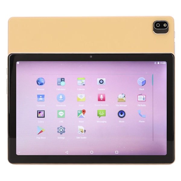 10-tums Tablet 6G RAM 256G ROM Stödjer 4G-nätverkssamtal 5G WIFI Dual Band Tablet PC för Android 11 100‑240V Gul EU-kontakt