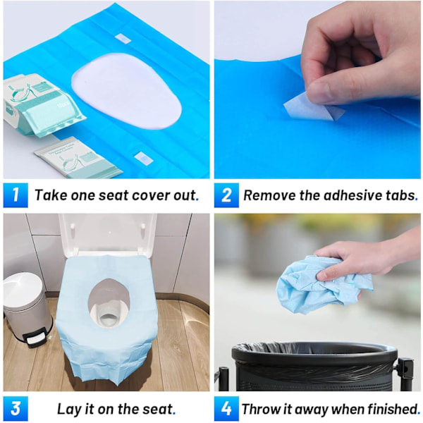50-pack Toalettsitsskydd Engångs - Vattentäta 40x61 cm Extra Stora Individuellt Förpackade Toalettsitsskydd Resetillbehör för Vuxna Barn 50PCS