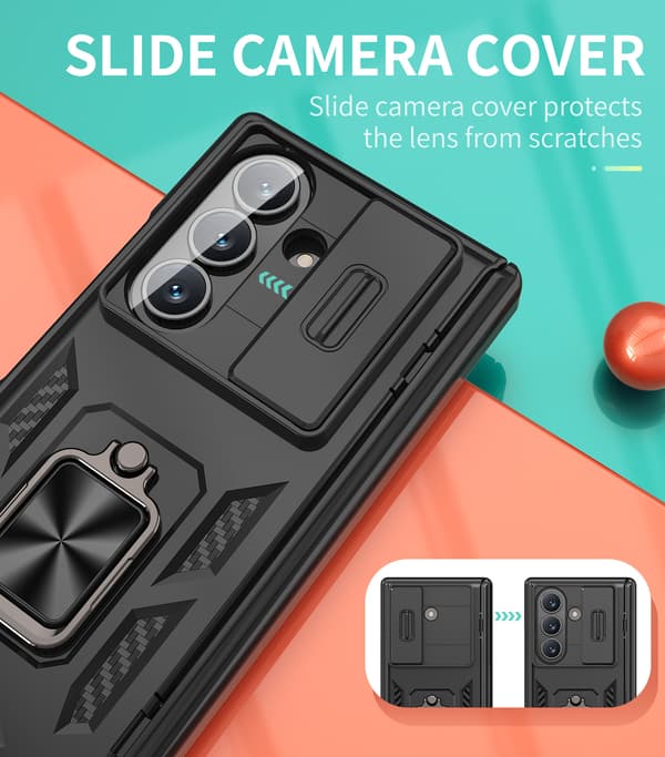 Kameraskyddsfodral med ringstativ för Samsung Galaxy Z Fold 7 Black