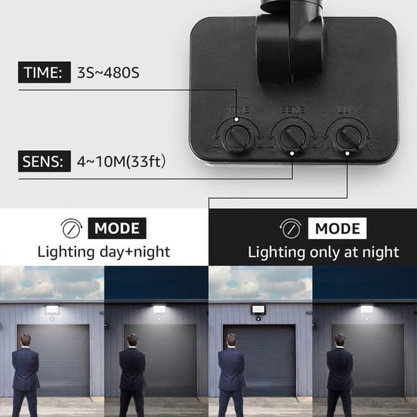 LED Flomlys 100W med Bevegelsessensor IP65 Vanntett 60000（LM）