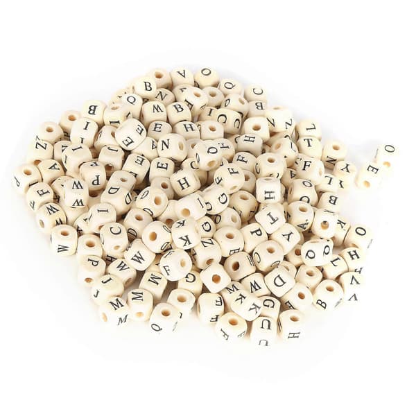 300 stk. treperler, runde hull, kube, graverte bokstaver, avstandsperler, tilbehør til DIY smykkefremstilling