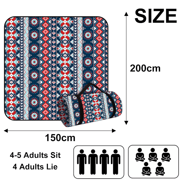 Picknickfiltar, Boho Picknickmatta Vattentät Vikbar, Extra Stor Tjock, Sandtät Överdimensionerad Utomhusmatta, för Fester, Camping, Park, Resor, Style 4