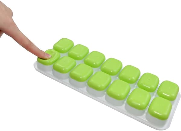4-pack isbitsformar i silikon med lock, stapelbara hemgjorda isbitsformar, frys/frys, ismaskin för barnmatsportionering