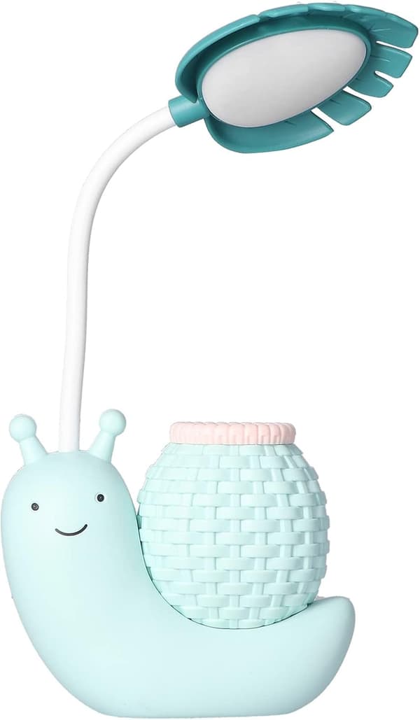 LED skrivbordslampa med pennhållare tecknad djursnigel multifunktion