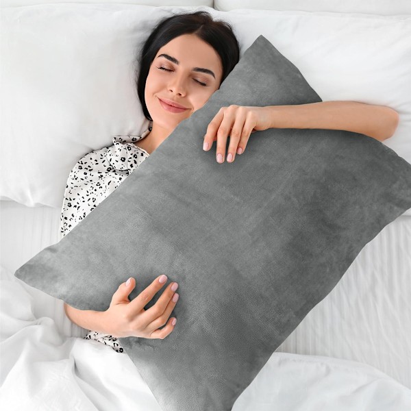 Flanell Örngott Standard Set om 2, Supermjukt Fleece Örngott med Dragkedja för Sovrum, Soffa, Bäddsoffa, Lyxigt Mysigt Luddigt Light grey