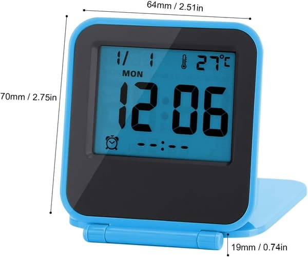 Digital reseväckarklocka, mini hopfällbar bärbar väckarkalender