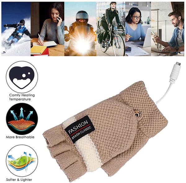 Opvarmede handsker USB Unisex Vinterhandsker To i en Vaskbart Design Termisk Ledningsmodul Elektrisk Varmeomdannelse til Arbejde Kontor Computerarbejde