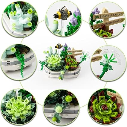 1 st Mini Suckulent Bonsai Byggklossar Set, Suckulenta Växter B