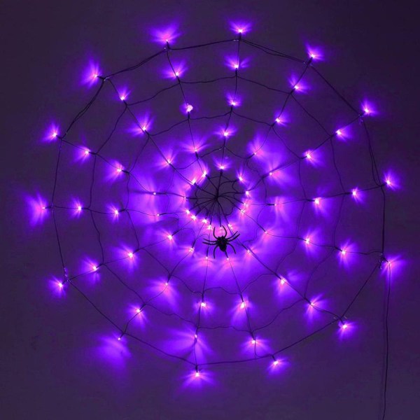 Halloween Spindelväv Ljus Dekoration 60LED Lyser Upp Svart