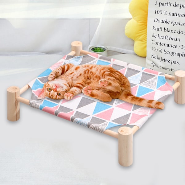 Kattbädd och katthängmatta, liten hund trä kattbädd, ventilerande utomhus kattbädd för alla årstider, upphöjd husdjurssäng för inomhusbruk Style 4