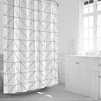 Polyester Duschdraperi Vattentätt Badrumsgardin + Hängande Krokar (180X180cm)