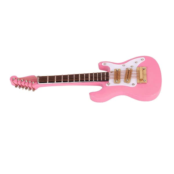Gitarrbrosch Moderiktig Elegant Hantverk Miniatyrgitarrslagstift Musikinstrumentbrosch för fest dagligt bruk Rosa