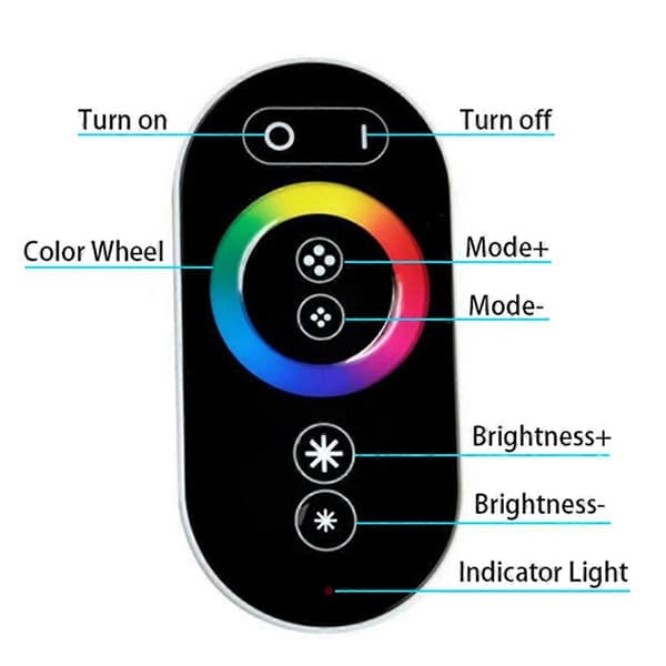 LED RF fjernbetjening RGB-controller til RGB-strip, 10A/kanal, DC12V/24V, touchpanel-lysdæmper, maks. 20m rækkevidde