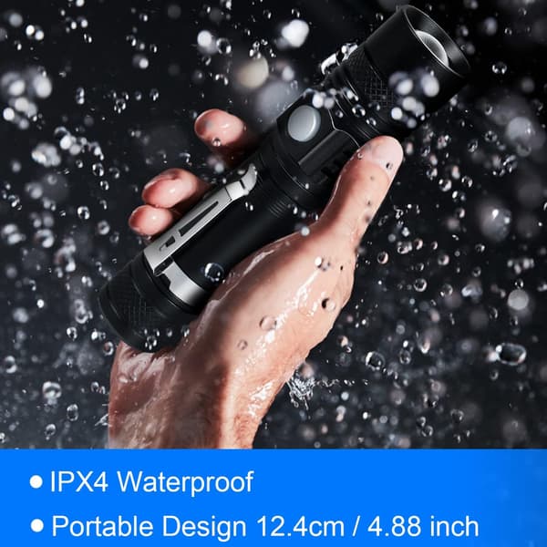 Taskulamppu, 1000 lumenia USB ladattava LED-taskulamppu, 4