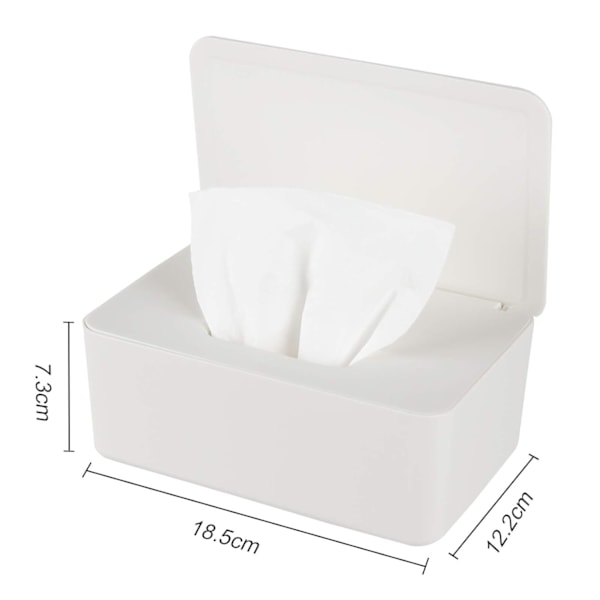 Våtservettsbox, babytorkbox, baby tissue box, våt toalettpappersbox, ansiktsservettsbox, hushålls- och kontorsplast våtservettdispenser med lock Weiß