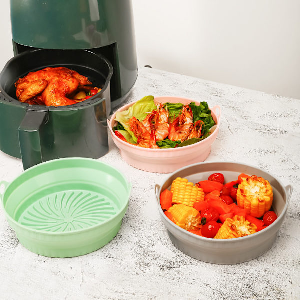 Grön 1-pack, silikonfritös, 20 cm hopfällbar silikon