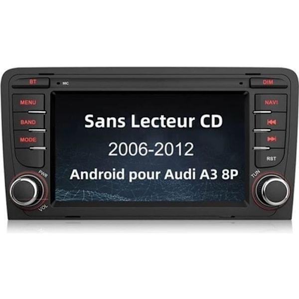 AWESAFE Android 12 Bilradio för Audi A3 8P/S3/RS3/Sportback med 7 tums pekskärm Bluetooth GPS FM RDS USB WiFi