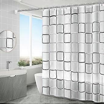 Maskinvaskbart vanntett polyesterstoff, baderomsgardiner med 6 kroker 180 x 80 cm hvit