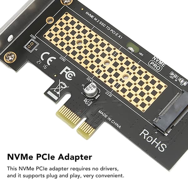 Effektiv M.2 NVMe SSD Installationslösning, Kyleffekt för PCIe X4 X8 X16 Slots, Stöder Brett Kompatibla Operativsystem, Livstids Tech