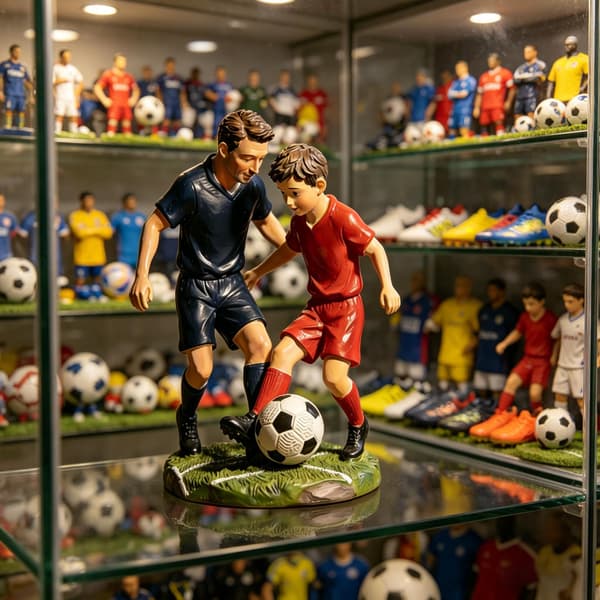 VM 2026 Far og Søn Spiller Fodbold Harpiksfigur
