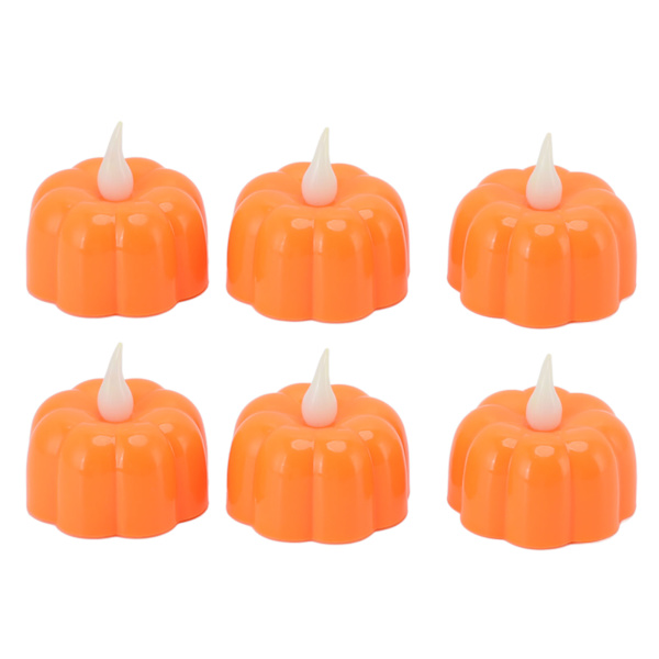 6 st Halloween pumpa LED-ljus flamlös batteri