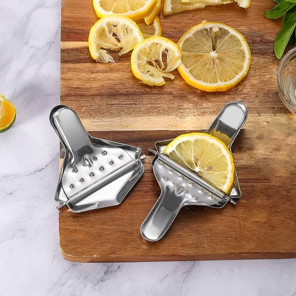 2 stk. sitronpresse i rustfritt stål, manuell håndjuicer, juicepresse