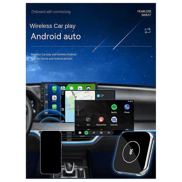 Trådløs Carplay Android Adapter 2 i 1 Trådløs Adapter Biladapter Konverter Kablet Android Auto til Trådløs Boks