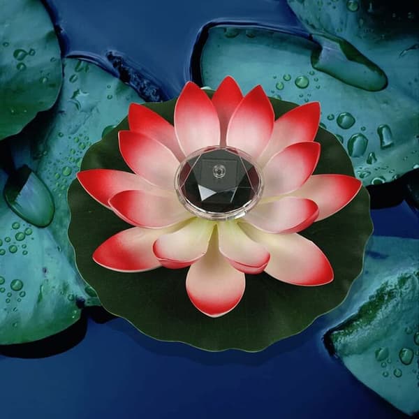Flytende Lotus Solcellelys Solcelle Lotus Blomst LED Solcellelampe 288c