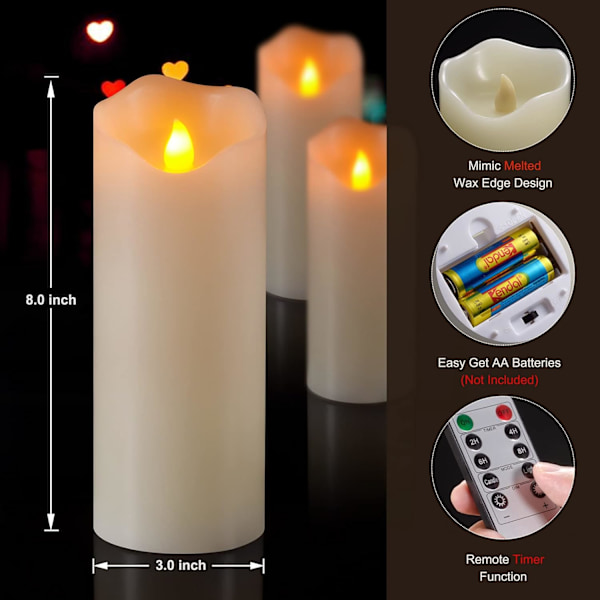 1 st LED Blockljus, Äkta Vax 20cm med Fjärrkontroll för Bröllopsdekoration 8 tum – 1 styck 8 tum \u2013 1 styck 8 tum – 1 styck 8 tum \u2013 1 styck
