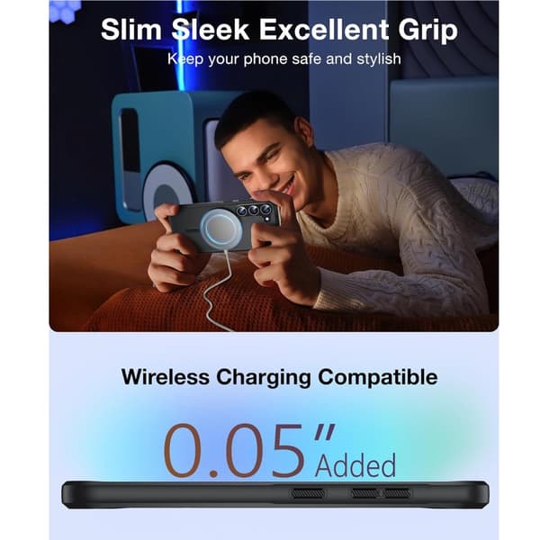 Samsung S23 - Cover MagSafe Stødsikkert Frosted Mat Sort Sort
