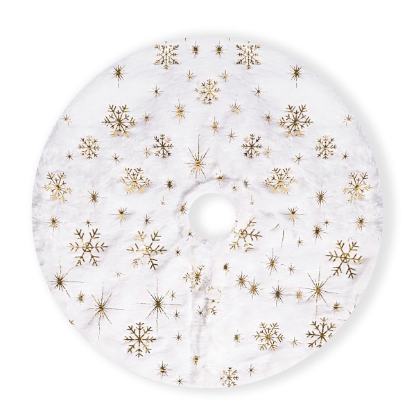 Julgransmatta Vit Julgransmatta Guldpaljett Snöflingor Fuskpäls Julgransmatta Juldekorationer Högtidsfestdekoration Style 1