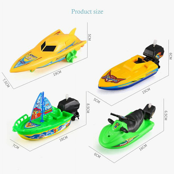 Uppdragbar båt badkar leksak set, 4-pack, badkar båt leksak, snabb båt, dra och gå leksak, yacht, vattenleksak, motorbåt, badleksak, badkar