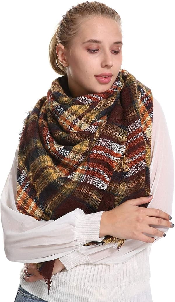 Plaid Tæppe Halstørklæde Vinter Efterår Halstørklæder til Kvinder, Varmt Blødt Tykt Oversized Tartan Sjaler Wraps Halstørklæder