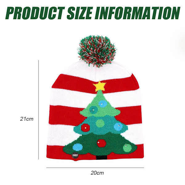 Christmas Knitted LED Pom Beanie Hat Ugly Sweater Holiday Xmas