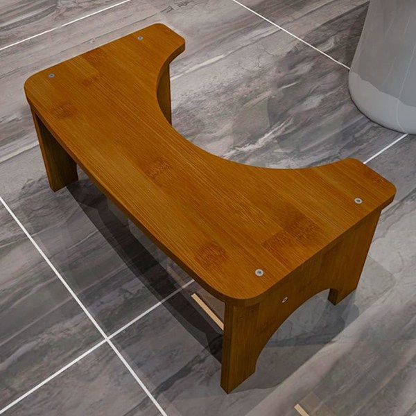 Toalettpall, Bambu Toalettpall, Robust C-formad Toalettpall, halkfri toalettstol, fotpall för hem och badrum