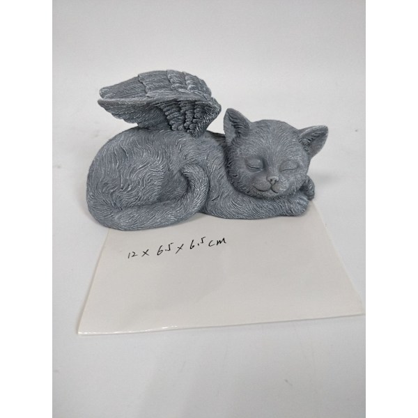 Mindekat Kæledyrsengel Æresstatue Gravsten, 12 cm, polyresin