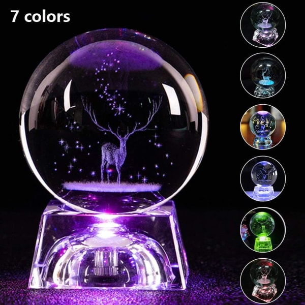 Boule de Cristal avec Support Lampe 3D en Forme Boule de