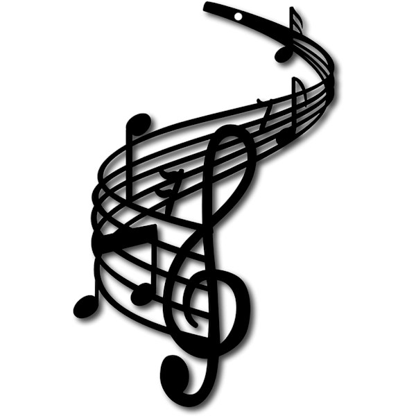 Metal vægkunst musikalsk nodeindretning notation kunst diskantnøgle sort