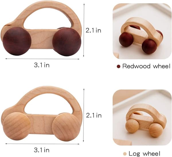 Träbil Leksak 2-pack Organisk Träbil Pushbil Småbarnsleksak