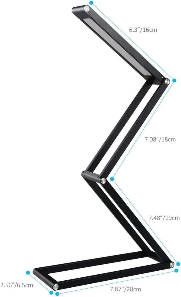 LED-skrivebordslampe, sengelampe, foldbart bordlys i aluminium, trådløs